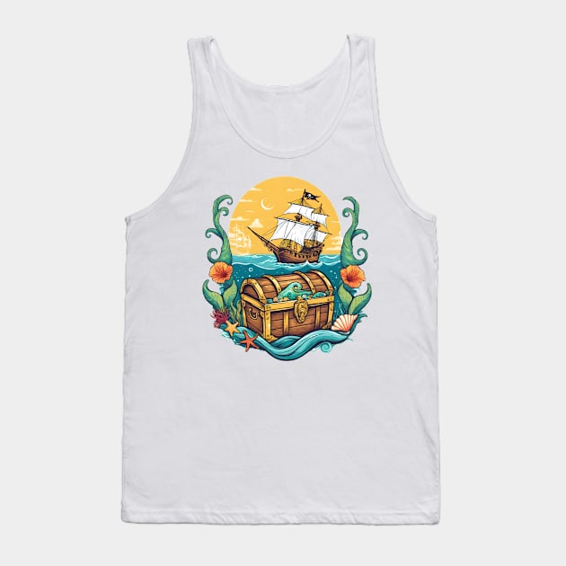 Pirate Ship and Treasure Tank Top by Jackson Williams